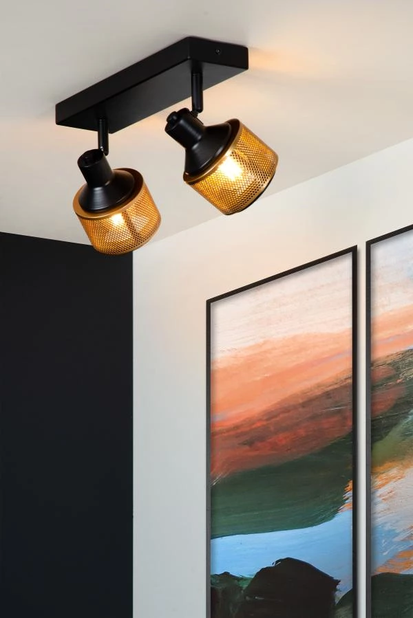 Lucide RAFA - Spot plafond - 2xE14 - Noir - ambiance 2
